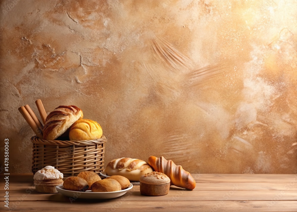 Poster minimalist bakery backdrop: abstract brushstroke pattern