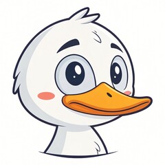 Obraz premium Adorable Cartoon Duckling Illustration Cute Baby Bird Character Design White Duckling with Big Eyes