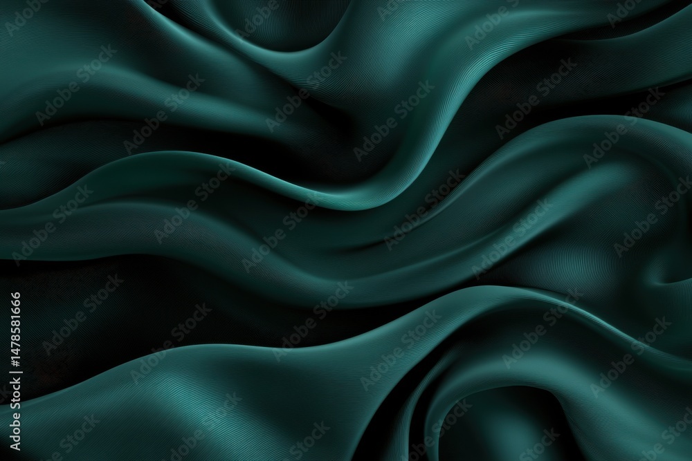 Poster abstract teal fabric texture background with flowing waves and elegant folds studio shot for graphic
