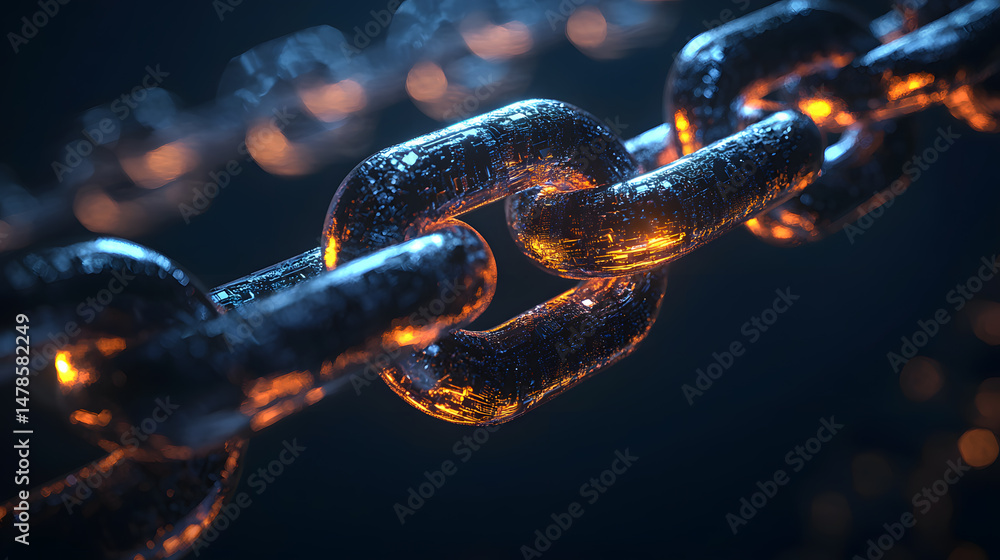 Poster illuminating blockchain event digital realm visual art cyber environment futuristic viewpoint glowin