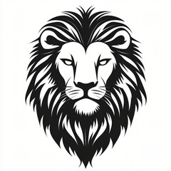 Fototapeta premium Majestic Lion Head Silhouette Powerful Black and White Illustration