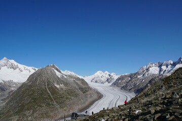 Aletsch Glacier view from Eggishorn view point in Switzerland