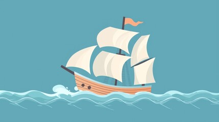 Animated icon of a ship sailing through waves