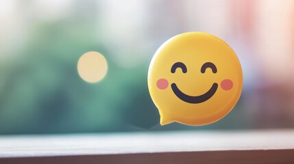 Animated icon of a speech bubble with a smiling emoji