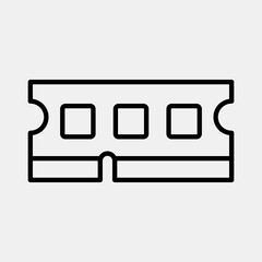 Icon ram. Computer components elements. Icon in line style.