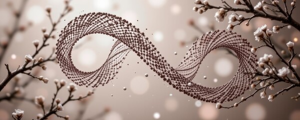 Obraz premium Abstract Infinite Symbol in Warm Tones with Floral Elements and Soft Bokeh Background
