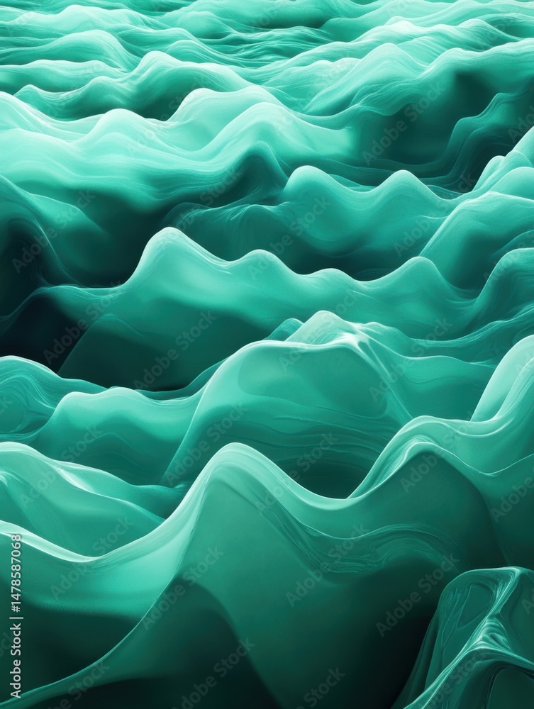 Aufkleber abstract turquoise waves flowing gently in serene landscape aerial view smooth texture background pa