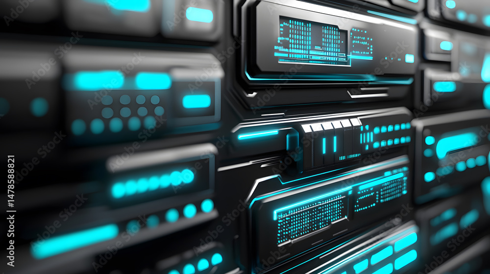 Poster enhancing cybersecurity implementing digital locks and firewalls in network security strategies