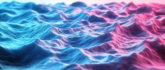 Fototapeta premium Hypnotic textures create surreal waves in vibrant shades of blue and pink