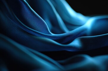 Obraz premium Deep blue fabric drapes in elegant folds.