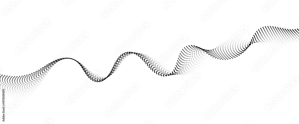 Fototapete flowing dot wave halftone gradient pattern on transparent background