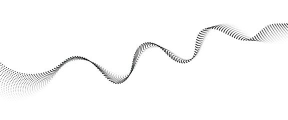 Flowing Dot Wave halftone gradient pattern on transparent background	
