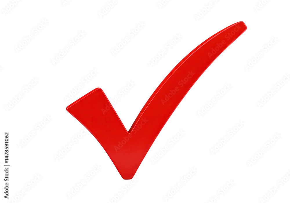 Poster red check mark symbol isolated on transparent background