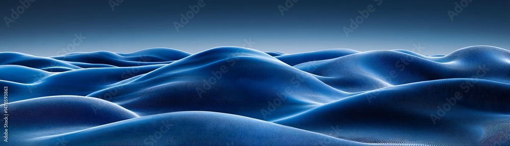 Poster digital rendering of undulating blue hills