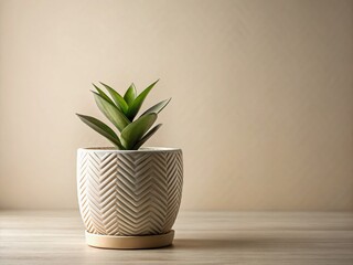 Minimalist Zigzag Plant Pot on Light Background - Stylish Home Decor