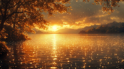 the serene lake of dusk