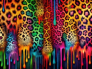 Modern Animal Print Fashion Photography Background, Abstract Paint Drip Texture, Stylish Apparel