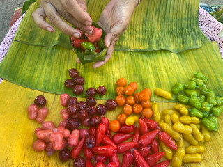 Traditional look choop thai dessert, street food
