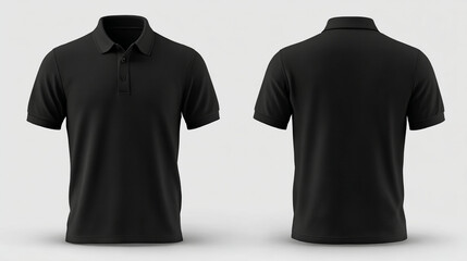 Black polo shirt mockup template front and back view casual wear apparel fashion design clothing style