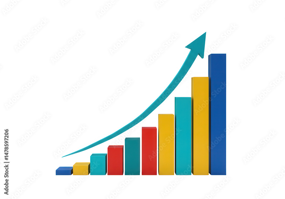 Poster colorful chart with arrow isolated on transparent background