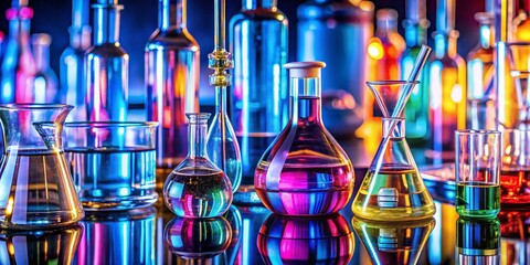 Modern Chemistry Lab Equipment: Macro Photography of Glassware and Instruments for Scientific Research