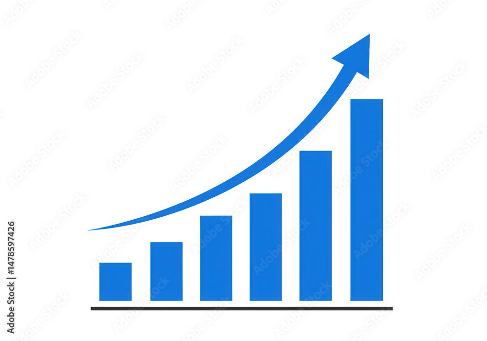 Poster growth chart with arrow isolated on transparent background