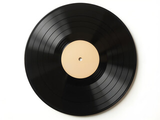 Obraz premium Black vinyl record disc isolated on white, retro music media concept. Generative AI