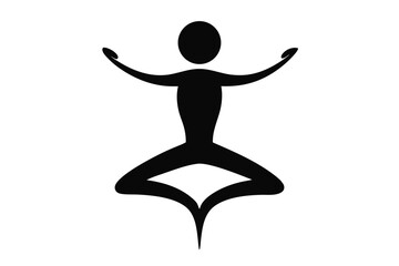 Black Silhouette 3D Abstract Yoga Character Pose Illustration
