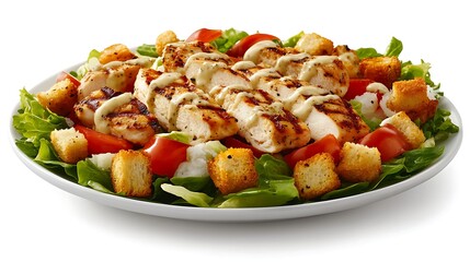 Grilled Chicken Salad with Croutons and Dressing