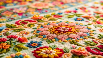 Modern Floral Organic Rug Design, Tilt-Shift Miniature Photography