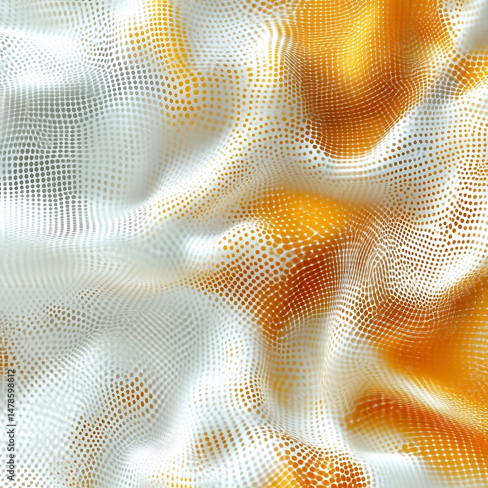 Aufkleber abstract, digitally rendered, textured fabric with a blend of white and orange tones. the surface is