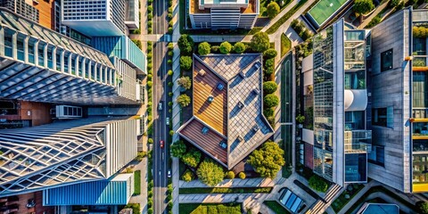 Modern Geometric Architecture Aerial View: Abstract Building Textures