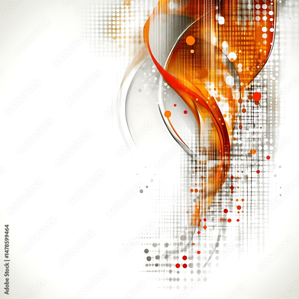 Poster abstract dynamic background with flowing lines and dots