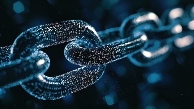 Cryptocurrency blockchain logo with a chain link