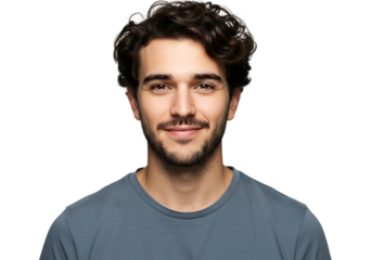 Stylish Satisfaction: High-Resolution PNG of Hipster with Curly Hair and a Beard