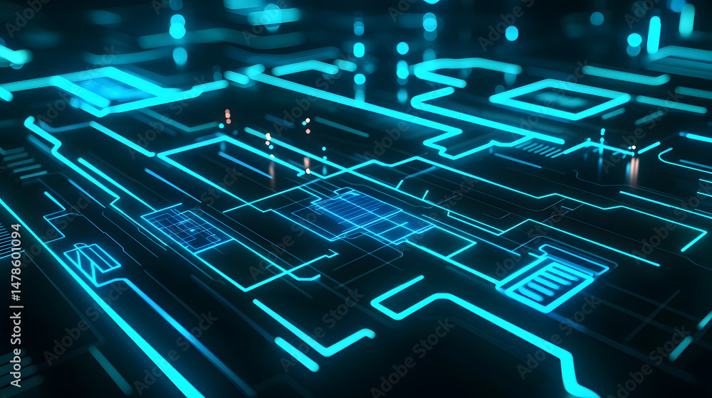 Poster visualizing machine learning processes digital environment infographic conceptual view neural networ