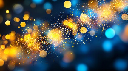 Fototapeta premium Captivating bokeh illustration featuring a blend of gold and blue.