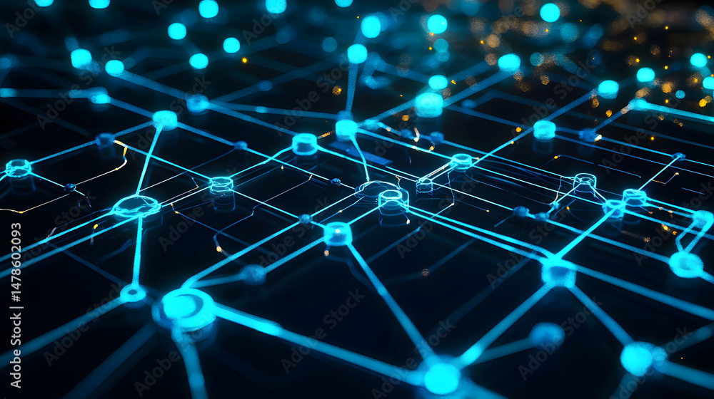 Poster visualizing machine learning processes digital space infographic virtual environment technical persp