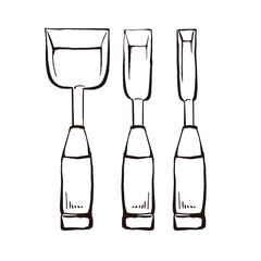 ノミ　木工道具　線画 アイコン イラスト