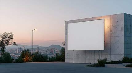 Fototapeta premium Empty Billboard At Sunset City View