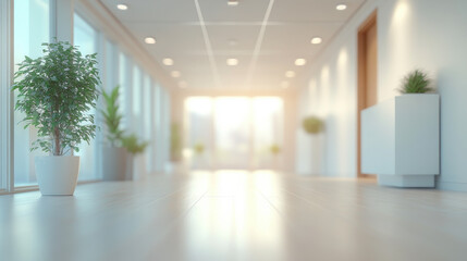 white office interior with a blurred focus
