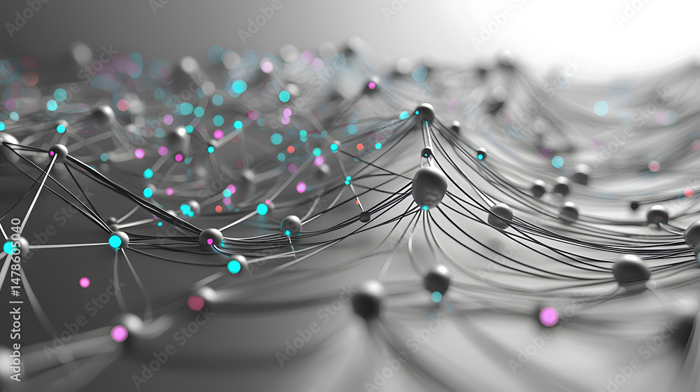 Poster visualizing machine learning processes with neural diagrams online infographic digital abstract tech