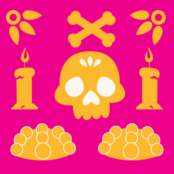 elementos d&iacute;a de muertos plasta- vector