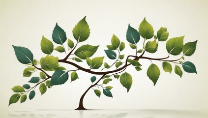Obraz premium Botanical Leaf Branch Design – Green and Autumn Leaves Nature Illustration
