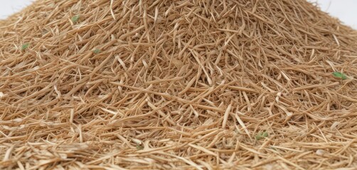 Loose straw mound, rough surface detail, white backdrop ,  texture,  organic,  rural