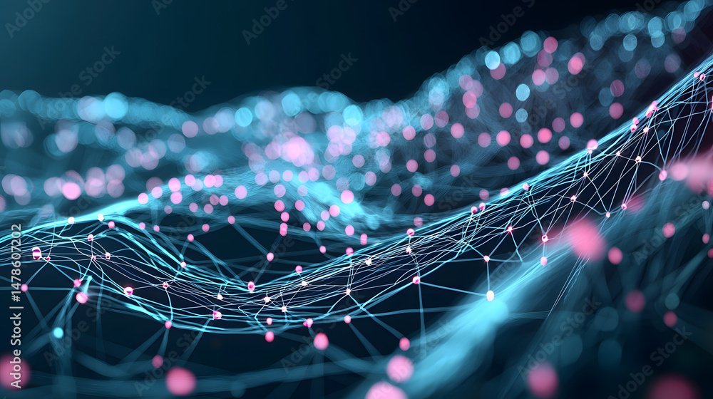 Poster visualize machine learning process neural dia infographic digital space aerial view technology conce