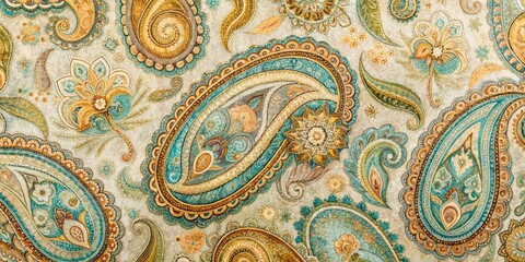 Muted Paisley Linen Texture: Drone Aerial Photography of Abstract Pattern