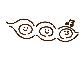 手描きシンプルなえだまめセット：モノクロ