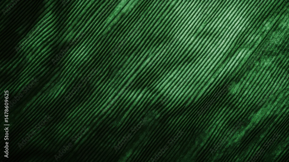 Poster emerald green corduroy fabric texture close up angled view showing ridges and shadows for background