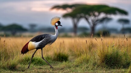 Obraz premium Exotic bird in natural habitat profile view with elegant plumage